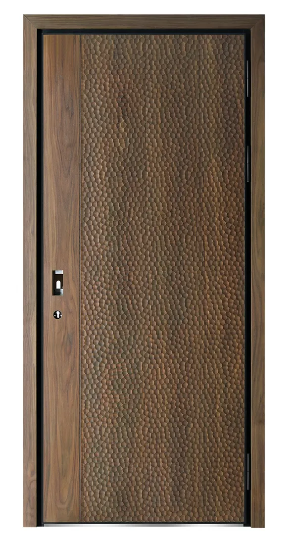 Ambiance blindé: portes en bois d'acier pour une entrée sécurisée et accueillante