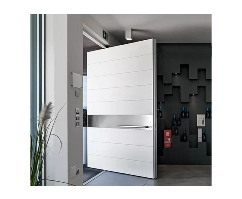Porte principale massive blanche Designs modernes pivot la porte d'entrée